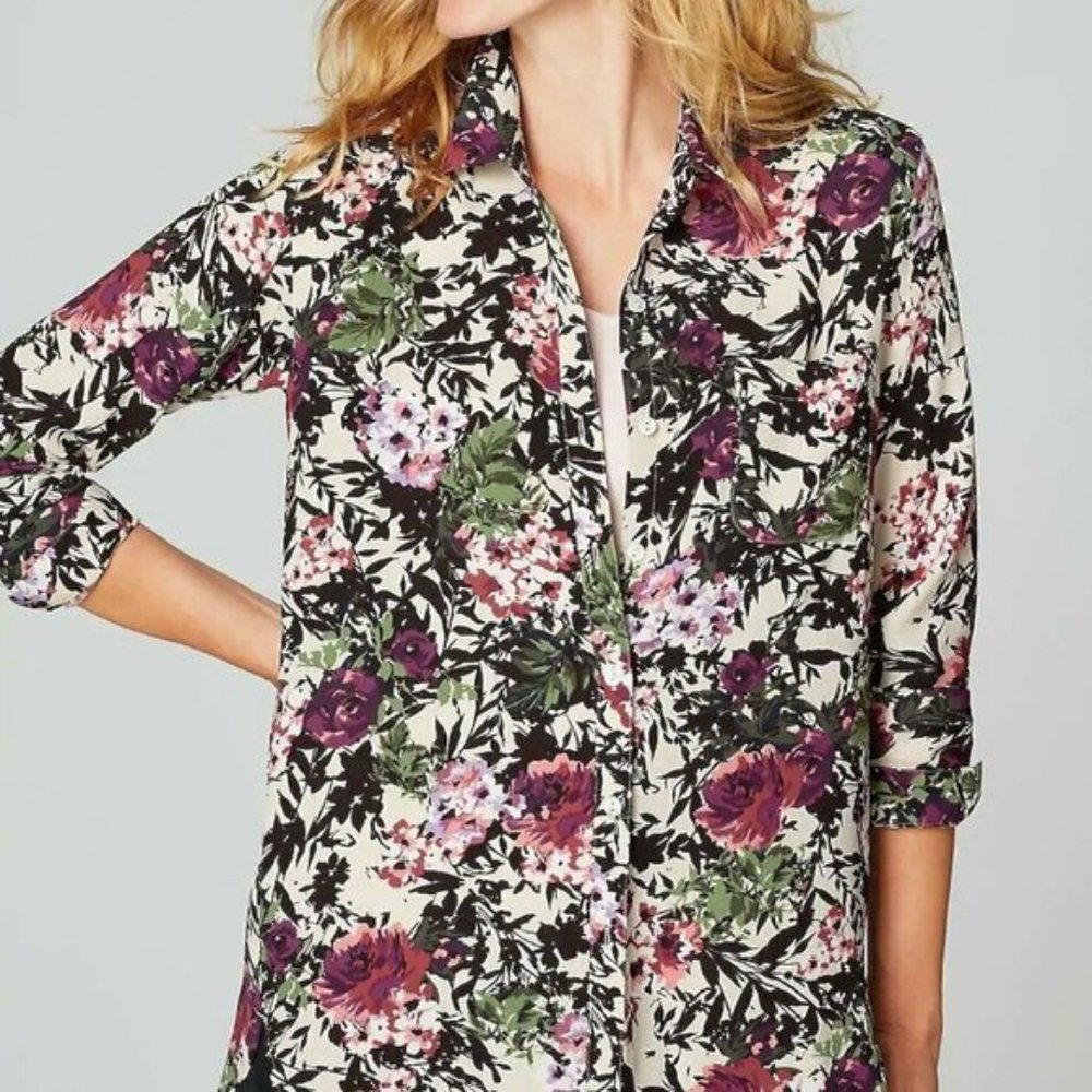 Floral Print Button Down Blouse J Jill